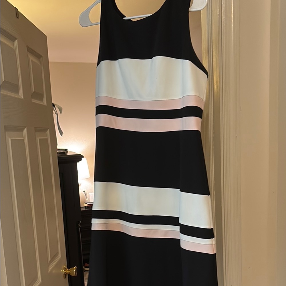 Tommy Hilfiger Black and White Sleeveless Midi Dress